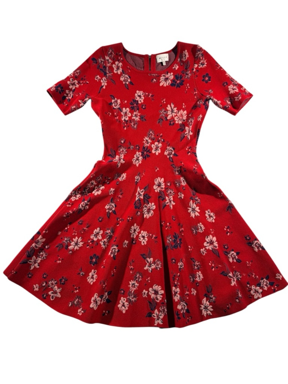 Milly Twilight Red Floral Print Fit and Flare Dress Women’s Size Medium